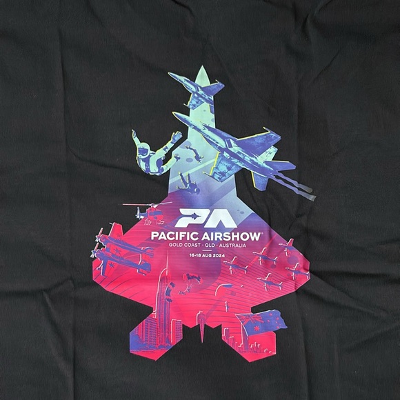 Men’s black Pacific Air show t shirt from Australia Gold Coast - Picture 3 of 4